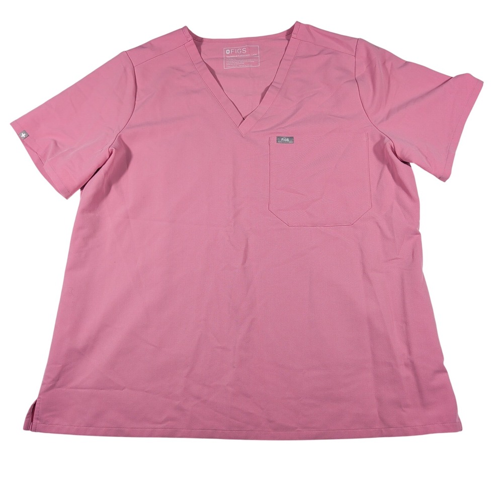 FIGS Scrub Top Womens XXL Pink Technical Collection FW1000 V-Neck Poly Blend